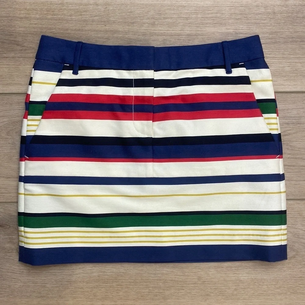J. Crew Striped Twill Mini‎ Skirt Preppy Classic Multicolor